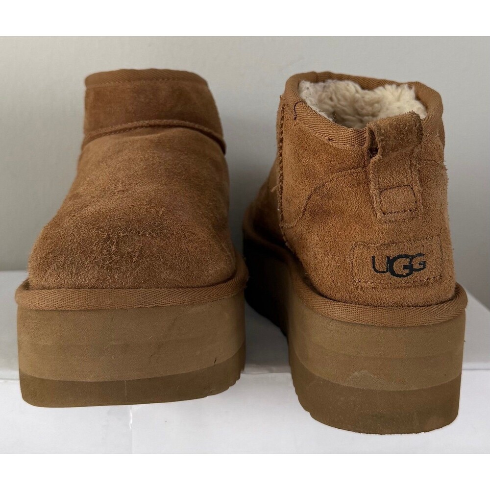 UGG Classic Ultra Mini Platform Boots Womens US 8 Tan  Suede Sheepskin